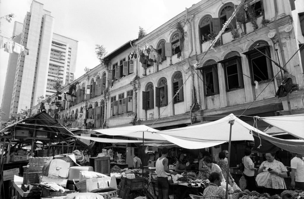Sago Street market enjoys a final few weeks of authentic living heritage in Singapore's bustling Chinatown before falling victim to urban renewal, 1983.
