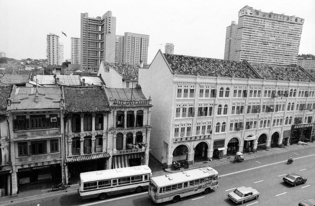 Shophouses await Conservation Order in Chinatown, Singapore, 1983