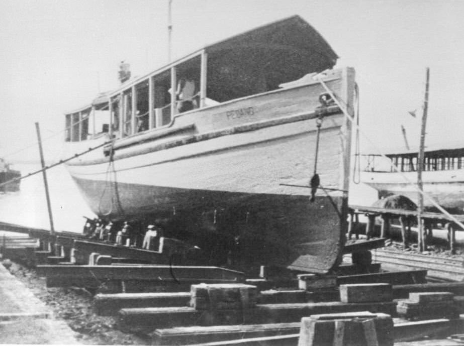 Various pix of the "Krait", a boat used by "Z Force" in raids behind enemy lines around Indonesia and Singapore, 1980