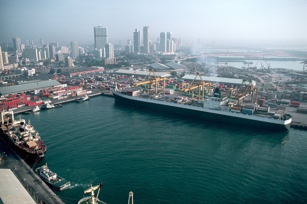 Cargo Ship at Wharf in Singapore.