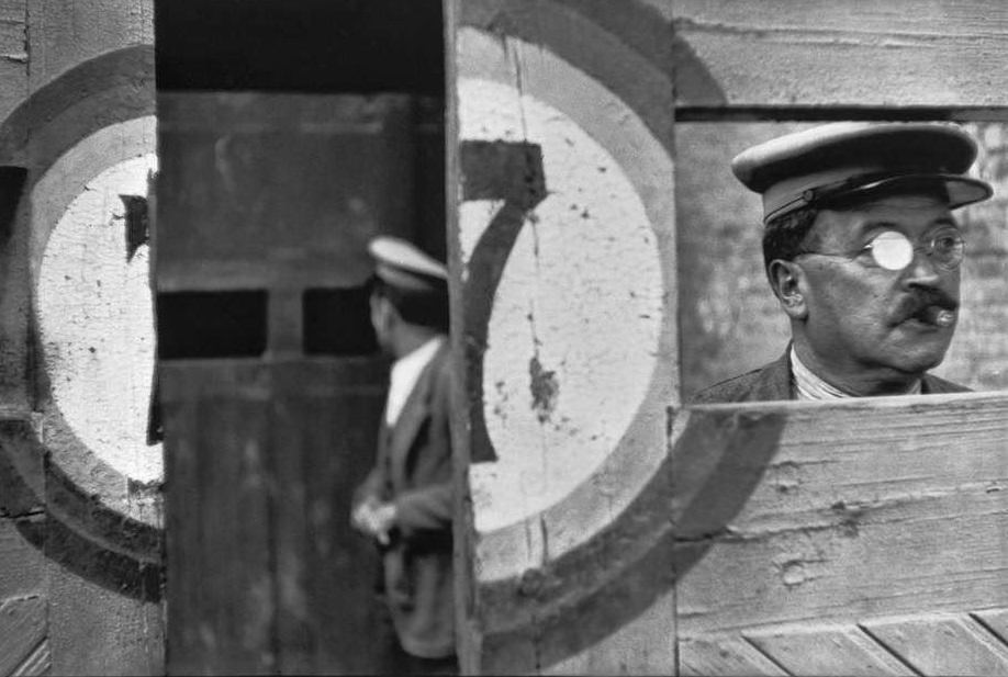 Inside the sliding doors of the bullfight arena, Valencia, 1933.