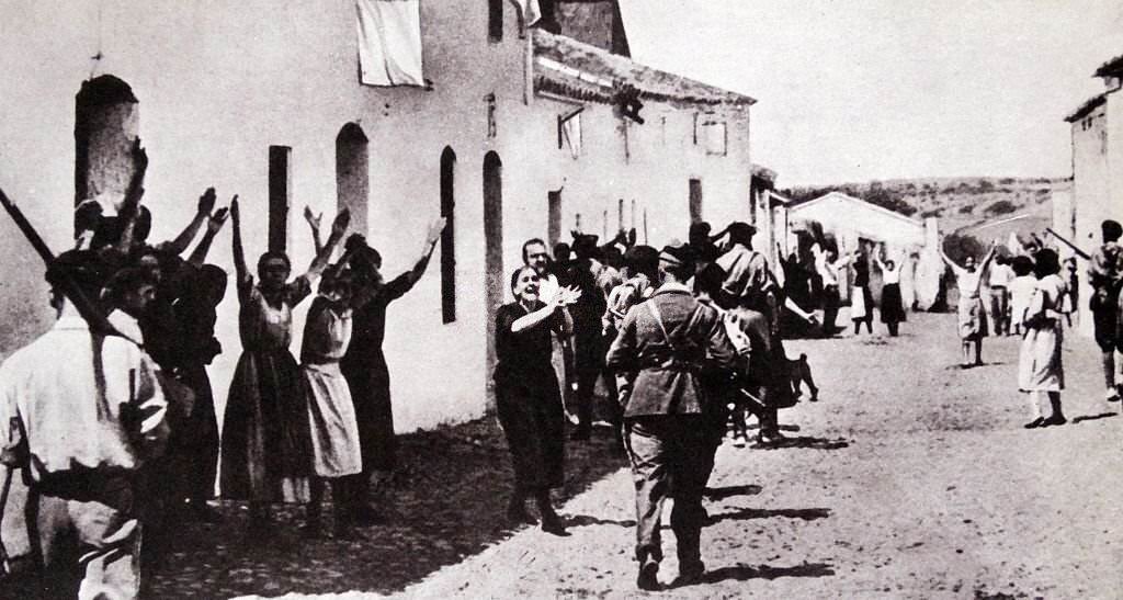 The July military uprising in Seville, Spain on 18 July 1936, which contributed to the start of the Spanish Civil War.