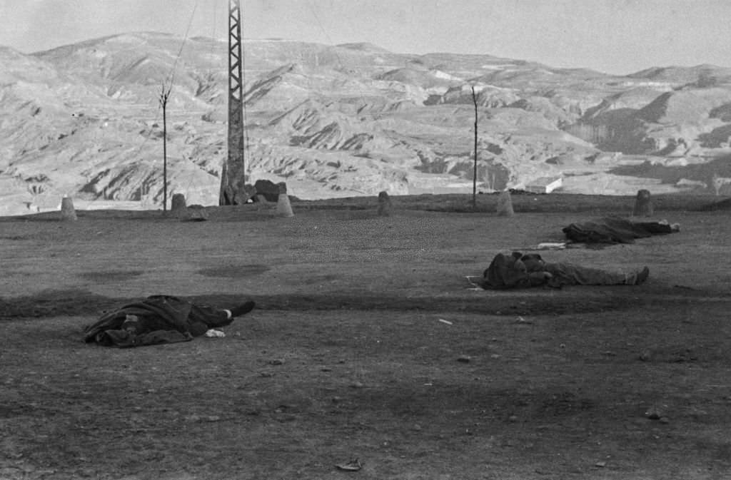 Corpses of Republican soldiers killed on the Aragon front during the Spanish Civil War at the Battle of Teruel on 21st December 1937 near Teruel, Aragon, Spain.