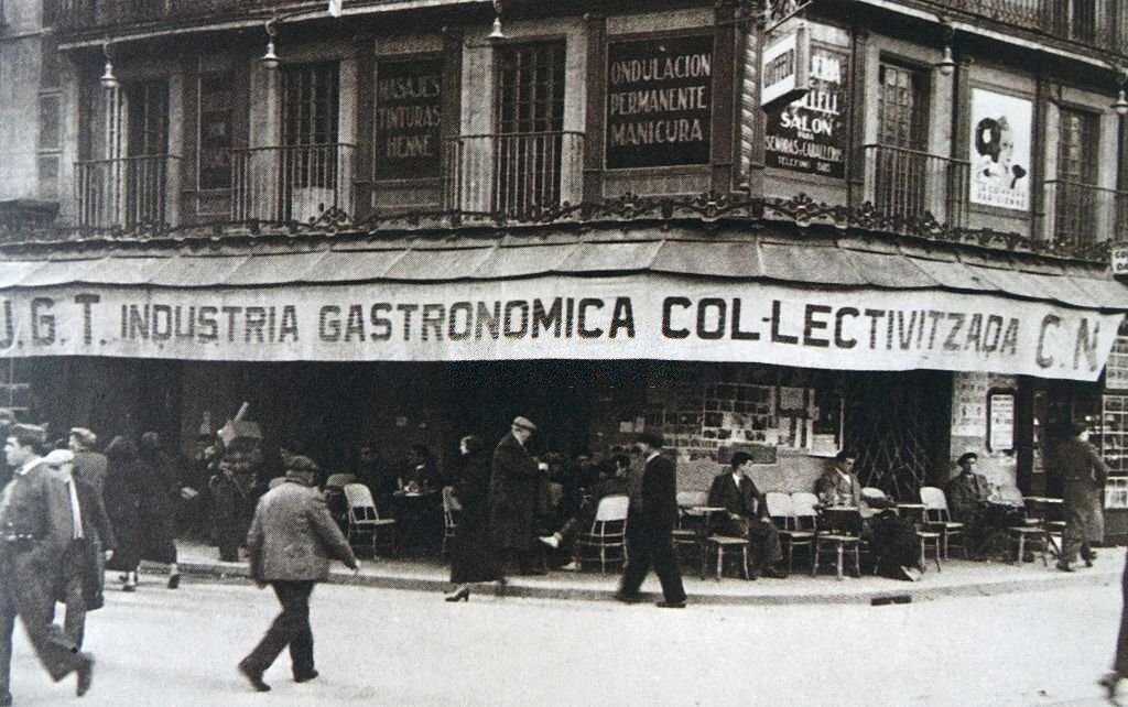 Collective food and general store in Barcelona owned by the CNT-FAI during the Spanish civil war.