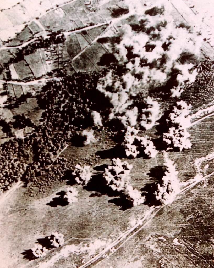 Aerial attack on republican positions, during the Spanish Civil War.
