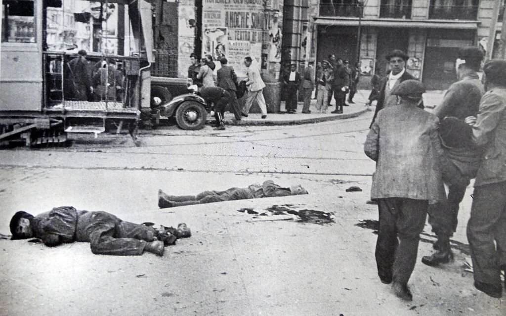Victims of street fighting in Madrid during the Spanish Civil War.