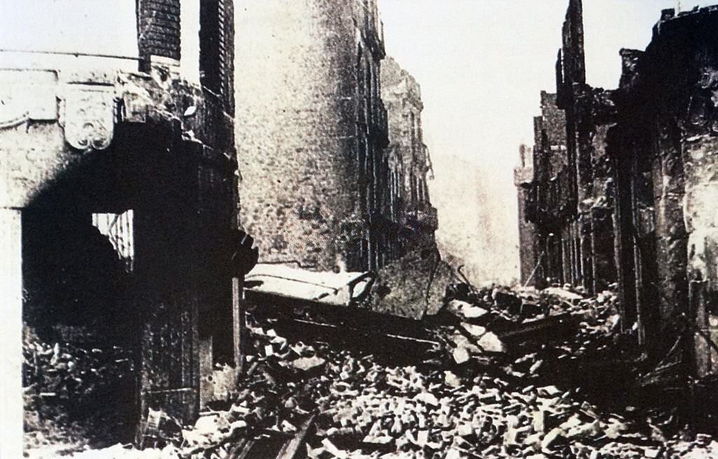 Air raid attack on the Basque town of Guernica, Spain.