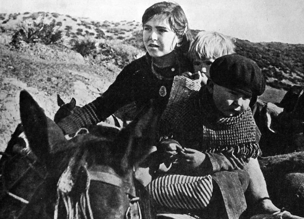 Refugee children escape from Malaga, during the Spanish Civil War.