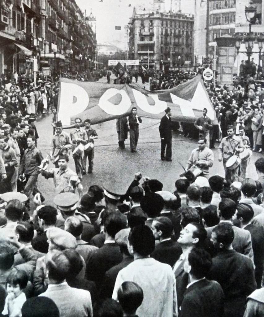 POUM and other republicans march in Barcelona, Spain 1936.