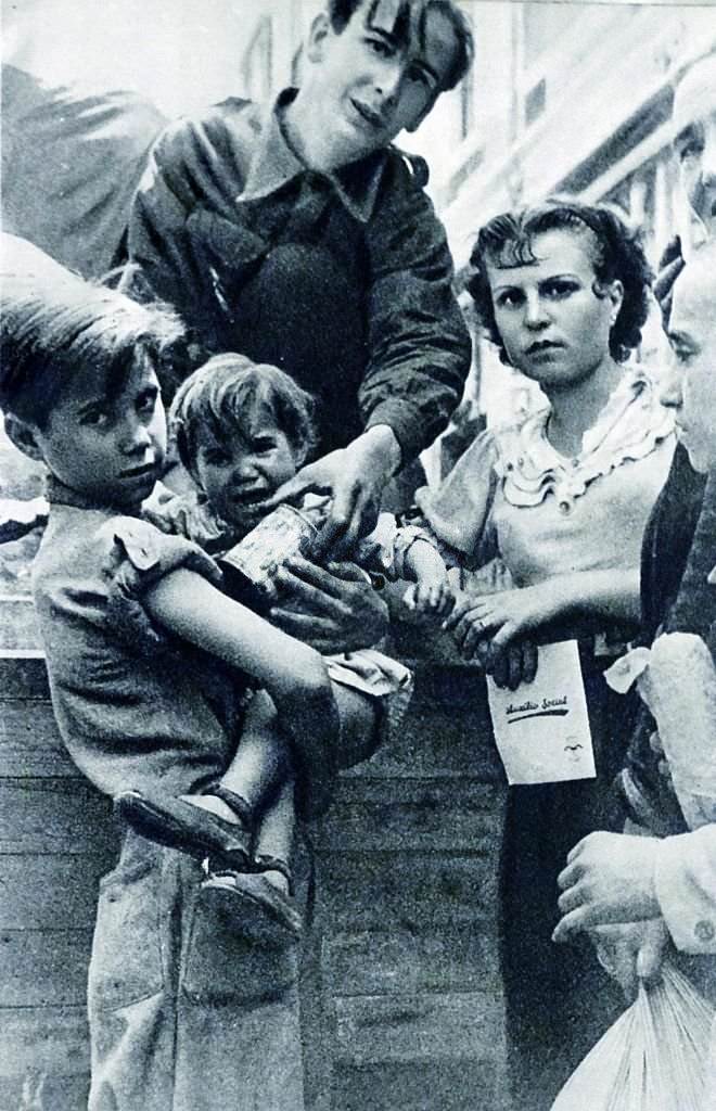 Spanish children prepare to leave Spain during the Spanish Civil War 1938.