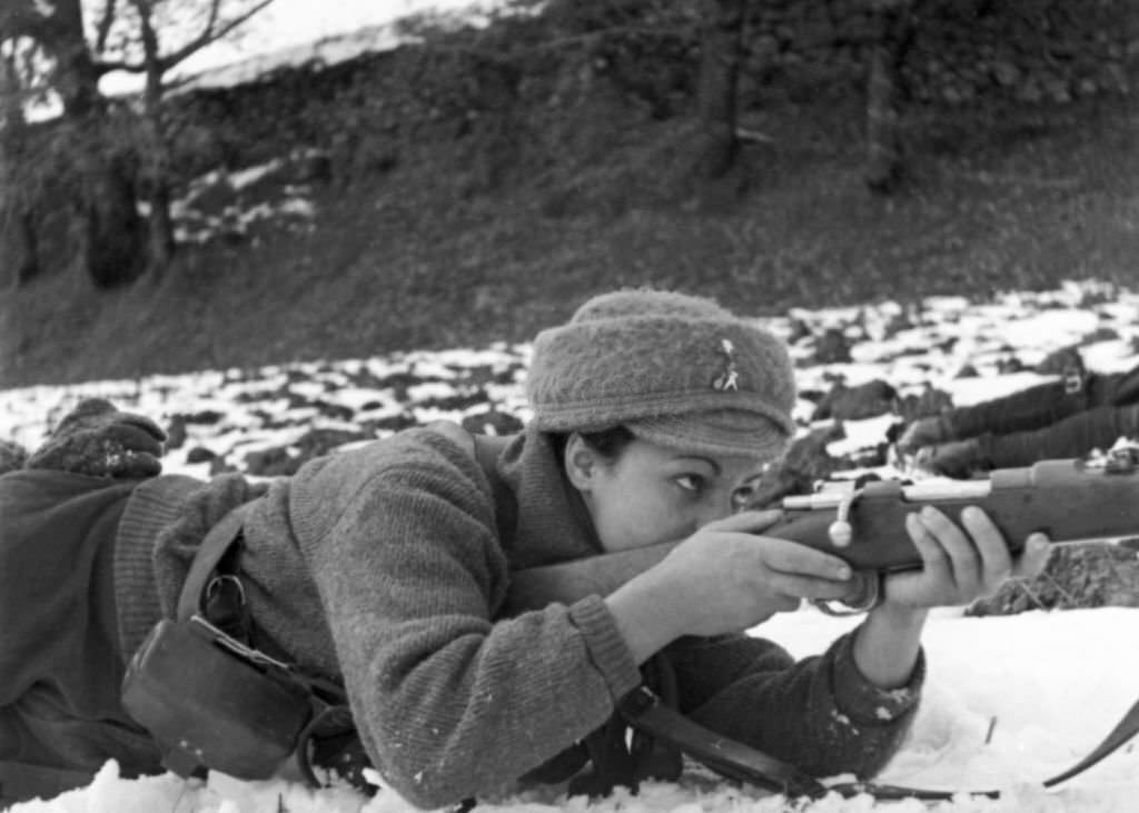 Young militiamen during the attack on a village by the Republicans during the Spanish Civil War, December 28, 1936.