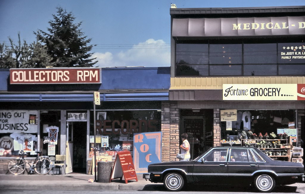 Fortune Grocery and RPM Records on Main Street, Vancouver 1984.