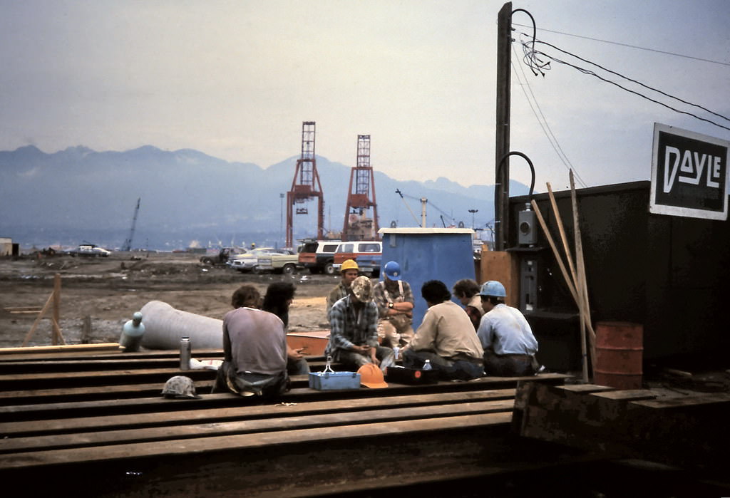 Main Street, Construction Lunch Break, Vancouver 1984