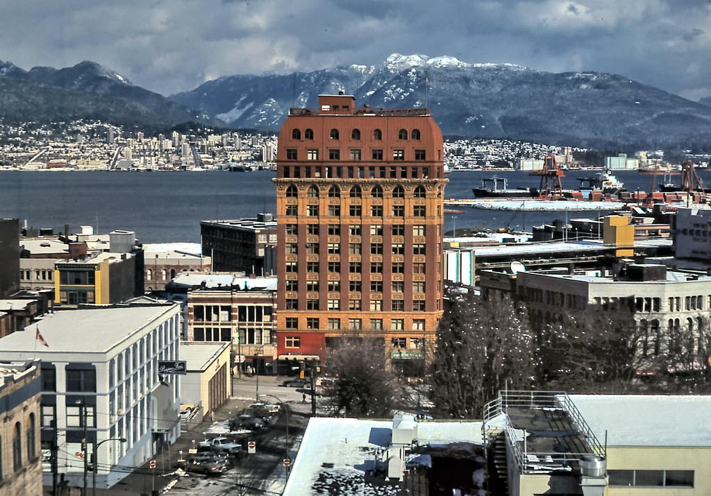 Dominion Building and Harbour Snow, Vancouver, 1986