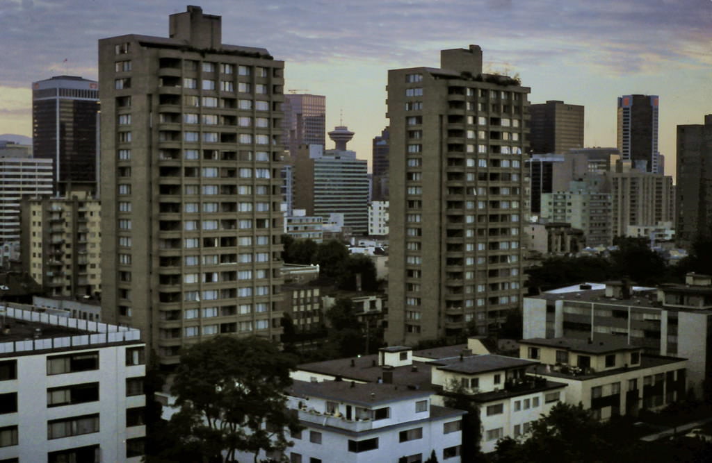 View towards Vancouver Downtown from West End, 1988