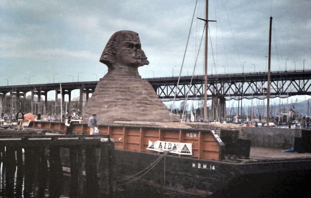 False Creek Barge Sphinx after Expo 86, Vancouver, 1989
