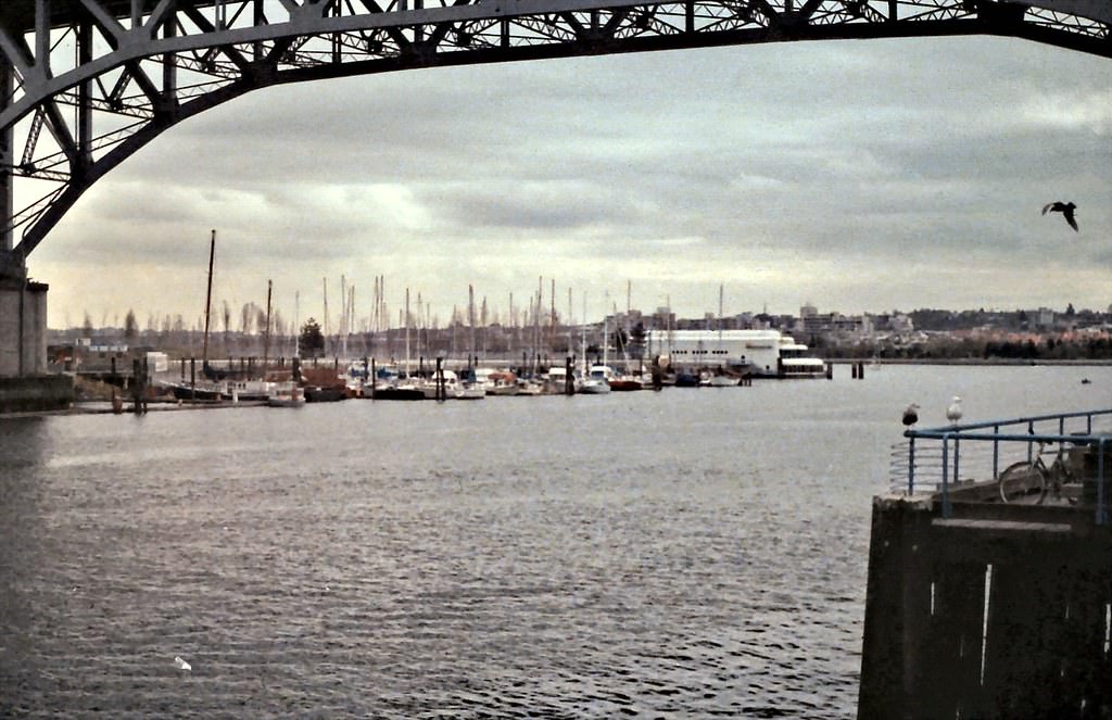 Under Granville St. Bridge to False Creek Marina, Vancouver, 1989