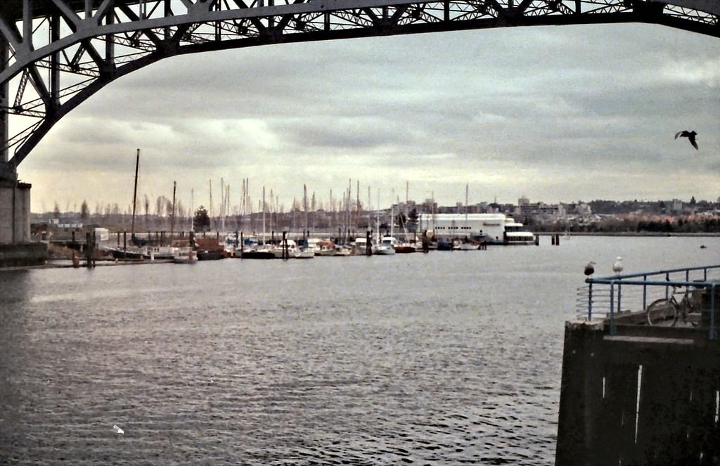 Under Granville St. Bridge to False Creek Marina, Vancouver, 1989