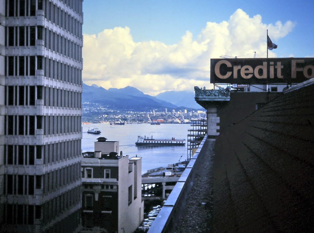 Hornby Street view of Burrard Inlet, Vancouver, 1984.