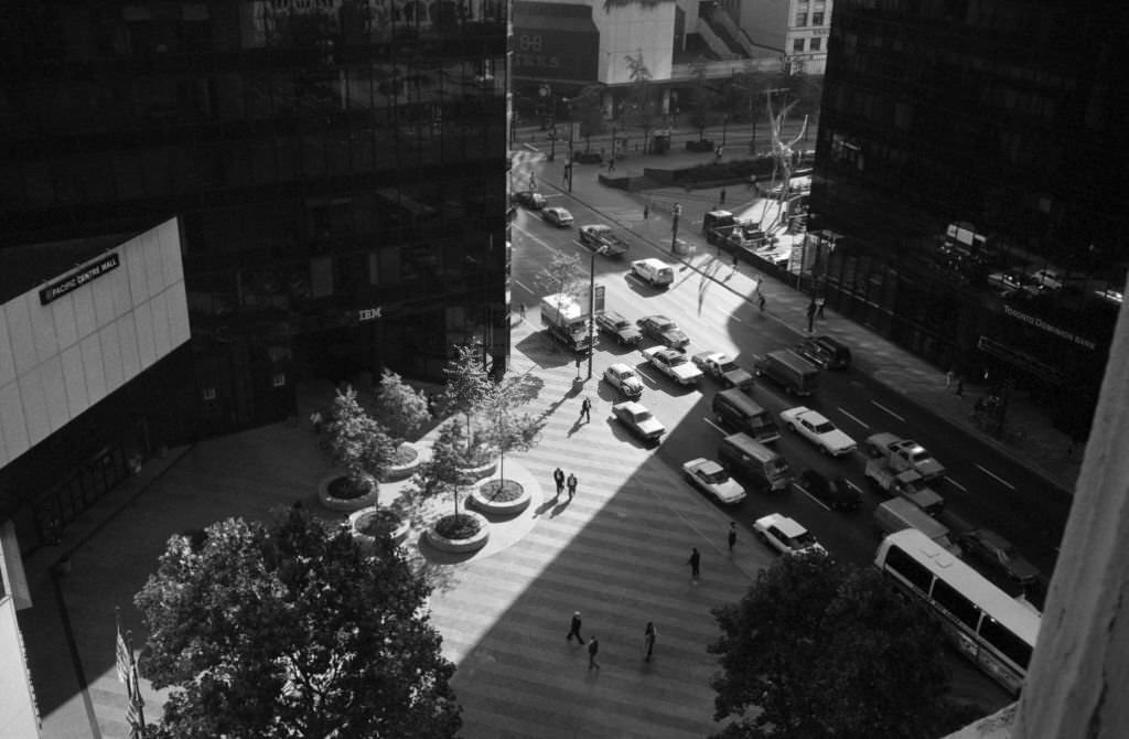 Bird's eye view of a business district