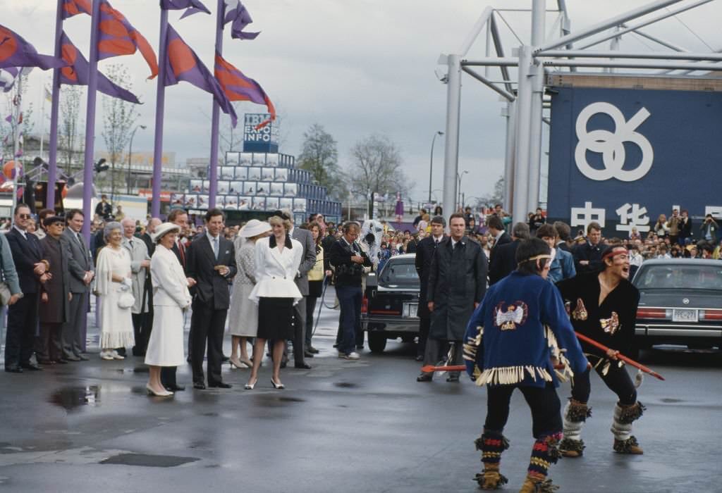 Diana, Princess of Wales and Prince Charles visit the Expo 86 World's Fair in Vancouver during a visit to Canada, May 1986.