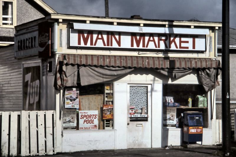 Main Market grocery store on Main Street, Vancouver, 1984