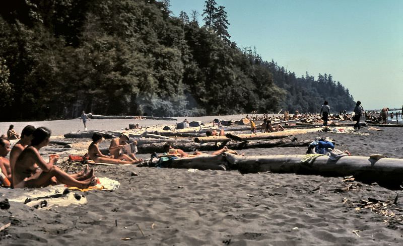 Wreck Beach at mouth of Fraser River in Vancouver, 1984
