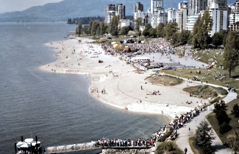 Peace March gathered at Sunset Beach in Vancouver, 1987