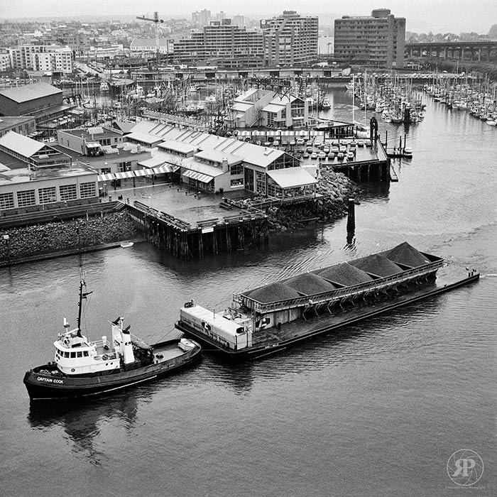 Captain Cook Tug Passes Granville Island, Vancouver, 1985