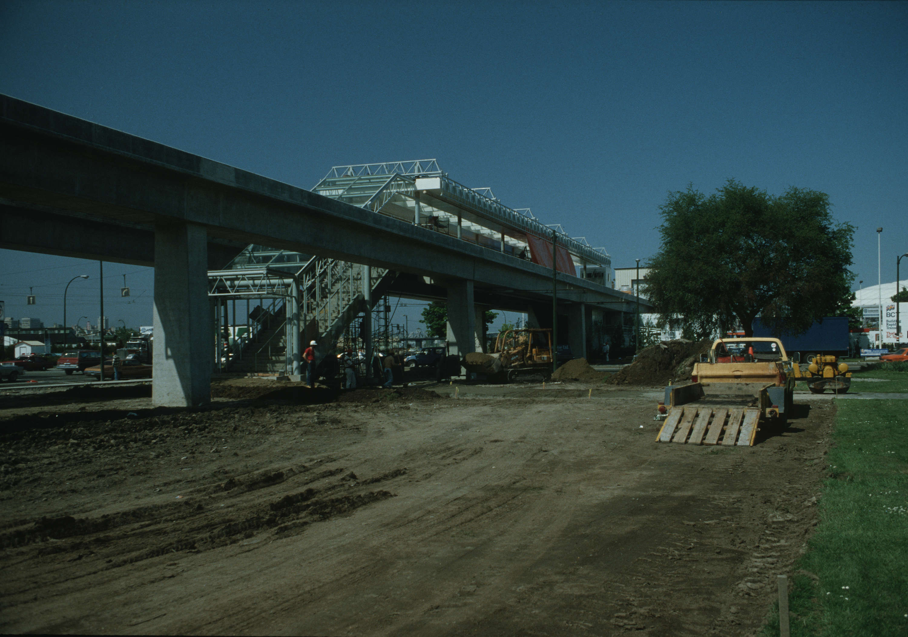 Main Street SkyTrain station under construction.
