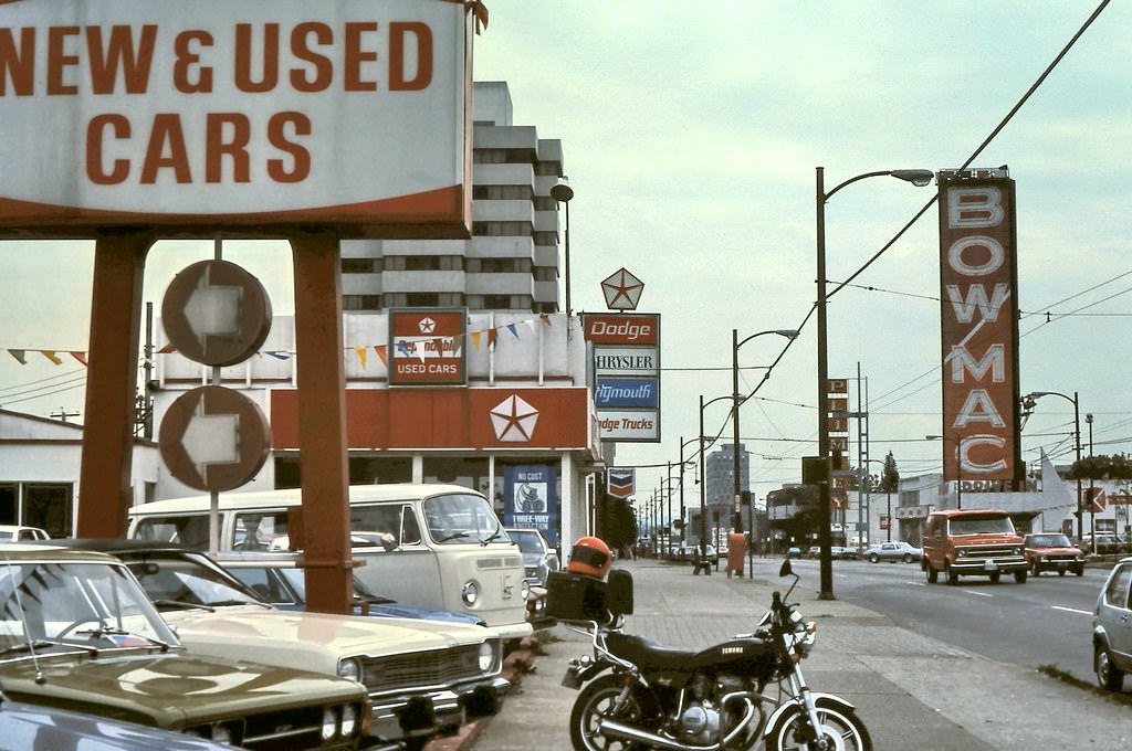 Looking east from 1200 block of West Broadway in Vancouver, 1982.