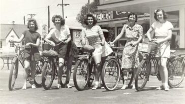 Ladies with their Bicycles 1940s