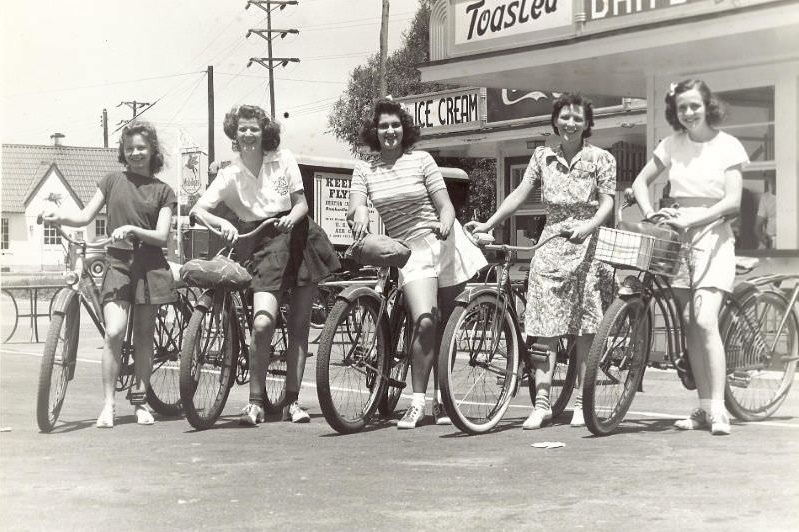 Ladies with their Bicycles 1940s