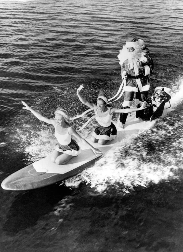 Santa Claus Surfing at Cypress Gardens, Florida, 1970s