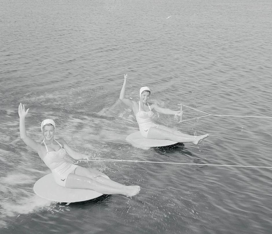 Two Women Water Skiing at Cyprress Garde, 1956