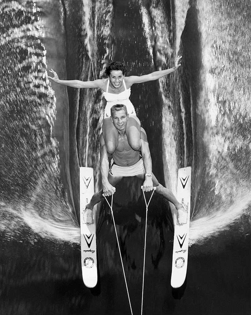A water-ski champion demonstrating his art in Cypress Gardens, Florida, on August 9, 1963.