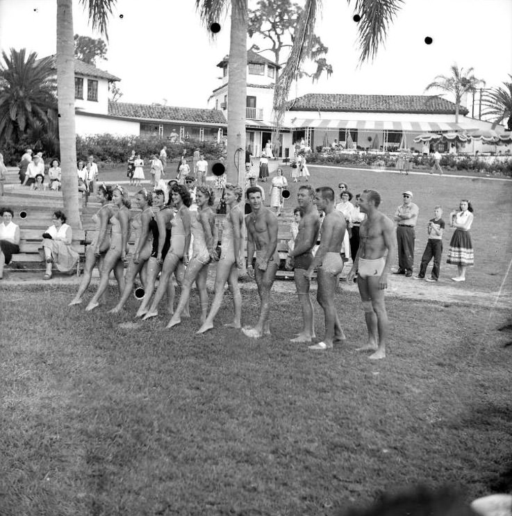 Swimsuit group at Cypress Gardens, Florida, 1950s.