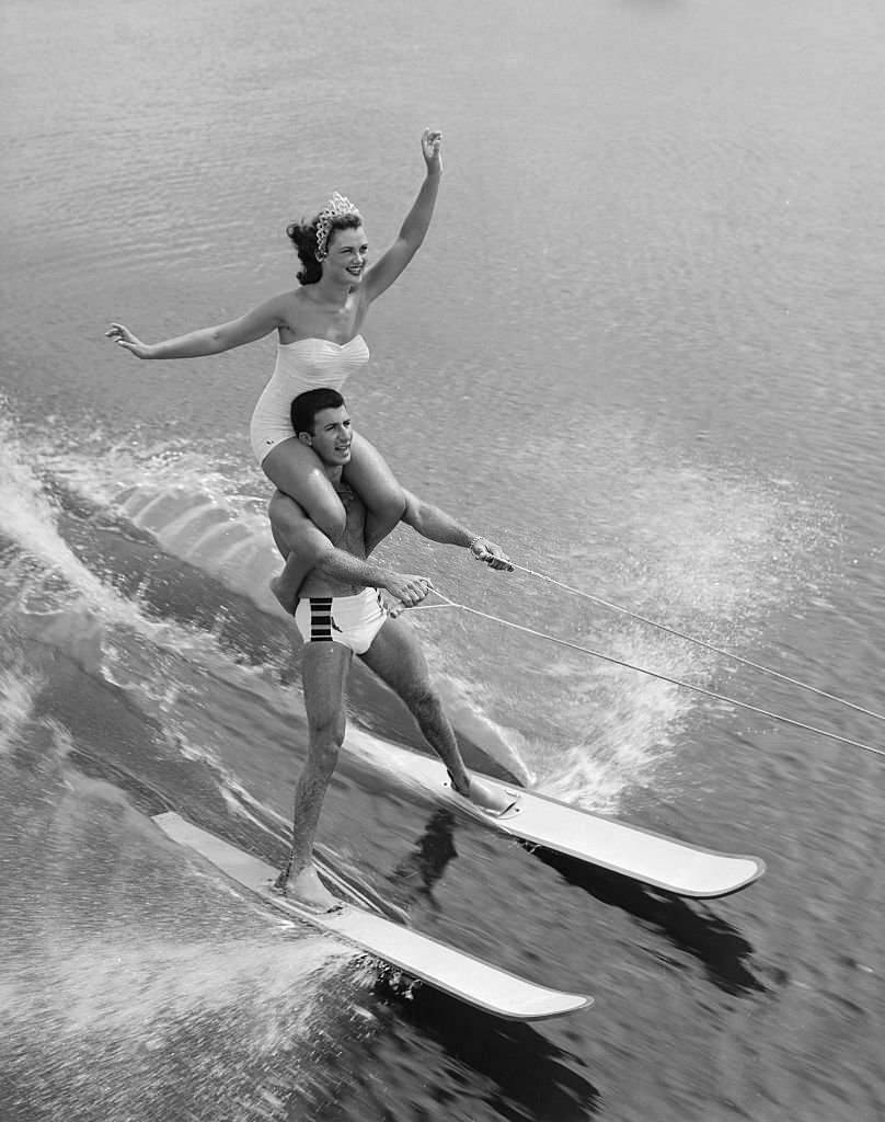 Alfred Mendoza Water Skiing at Cypress Gardens, 1950s