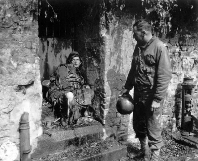 A dead German soldier seen in this June 1944 photo