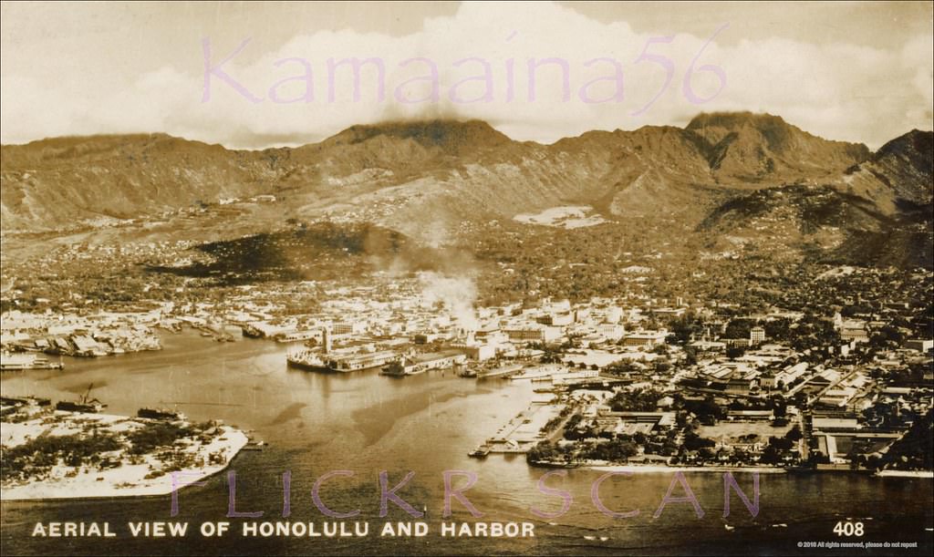 Honolulu Harbor BEV Mauka, 1940s