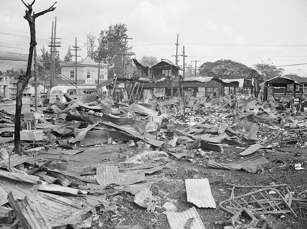 Wreckage in Honolulu following the Japanese Attack on Pearl Harbor of December 7th, 1942