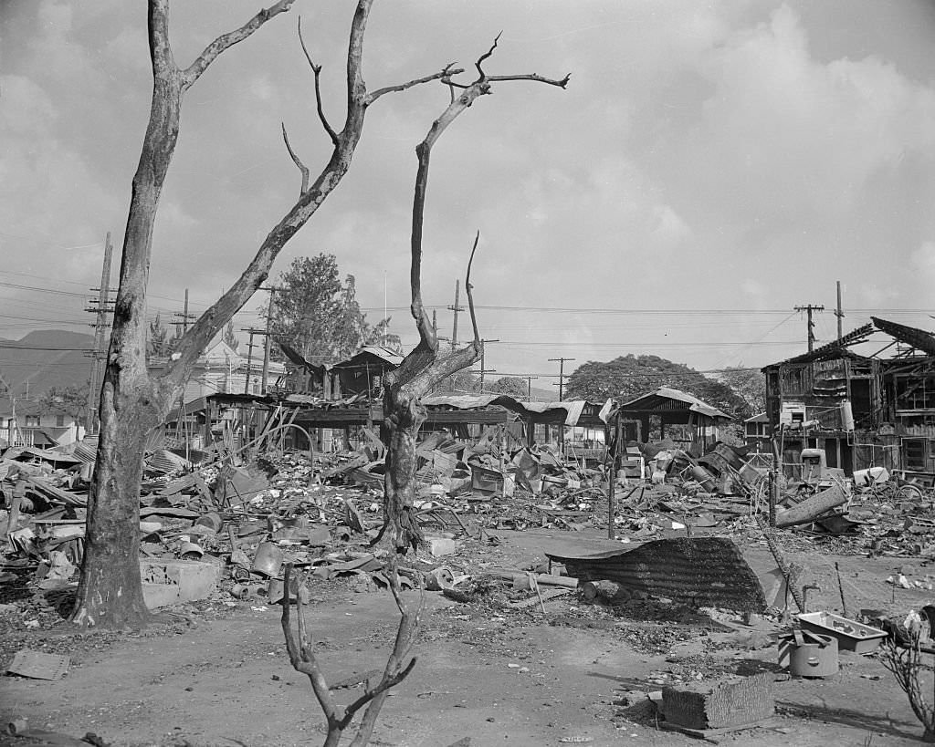 Wreckage in Honolulu following the Japanese Attack on Pearl Harbor of December 7th.