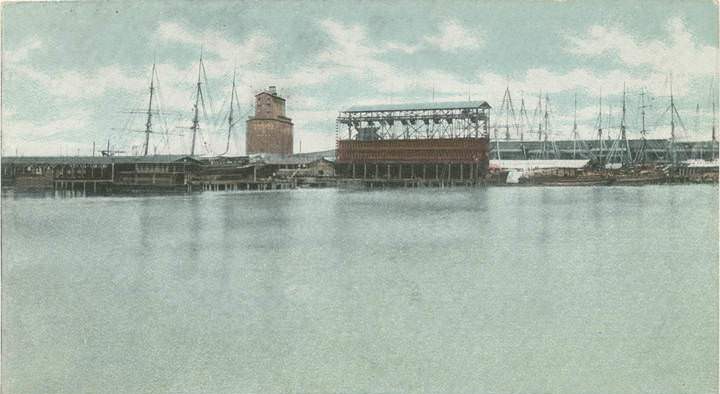 River Front, showing Grain Elevator, Mobile, Alabama, 1900s