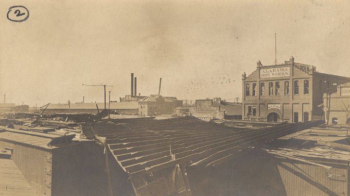Damage from a hurricane in downtown Mobile, 1902