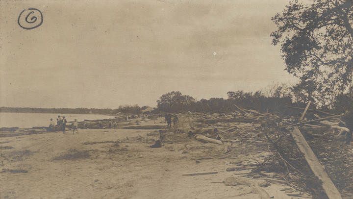 Damage to the shoreline after a hurricane in Mobile, 1902