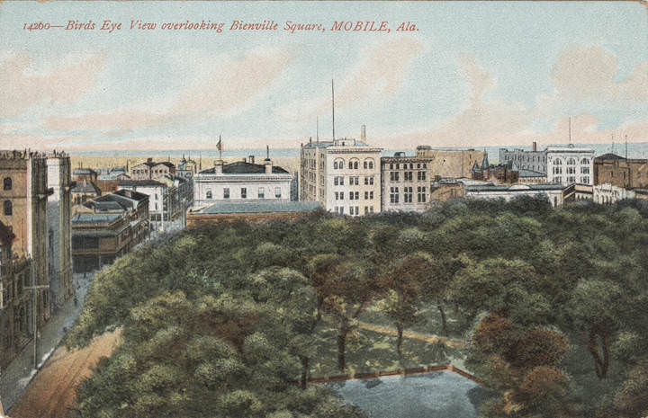 Birds Eye View overlooking Bienville Square, Mobile, 1900s