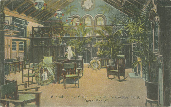 A Nook in the Mission Lobby of the Cawthon Hotel, Mobile, Alabama, 1900s