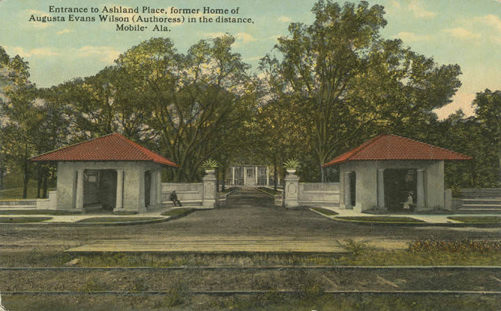 Entrance to Ashland Place, former Home of Augusta Evans Wilson (Authoress) in the distance, Mobile, 1900s