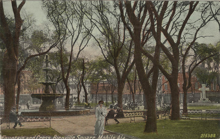 Fountain and Cross, Bienville Square, Mobile, 1900s