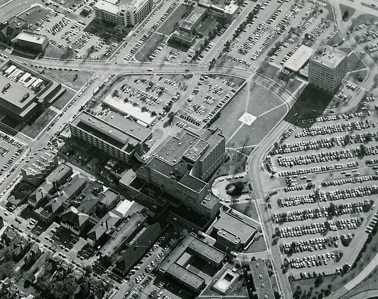 View of EVMS Medical School campus. Norfolk General Hospital, Atlantic City, Norfolk, 1950s